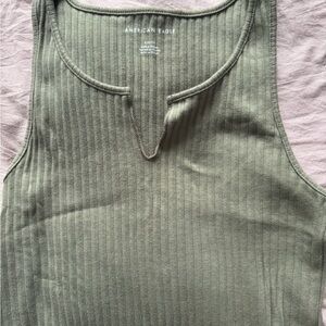 American Eagle Outfitters Olive Green Ribbed Tank Top